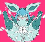  artist_request cum furry glaceon open_mouth pokemon teal_eyes 