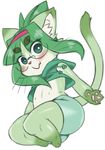  artist_request cat furry glasses green_eyes green_hair midori_(nakagami_takashi) nakagami_takashi 