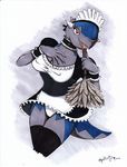  anthro anthrofied artist_gshtkatt big_breasts breasts clothing cranidos crossover_fanart feather_duster legwear licking lustfull_look lusty_argonian_maid maid_uniform nintendo pok&eacute;mon reptile scalie skyrim stockings the_elder_scrolls tongue tongue_out uniform upskirt video_games white_panties 