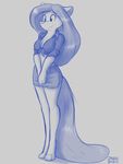  animaniacs anthro breasts cleavage clothed clothing digitigrade female hair infinitedge2u long_hair mammal midriff minerva_mink mink monochrome mustelid shirt skirt smile solo standing 