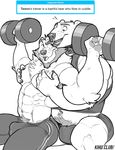  abs anthro balls bear biceps big_biceps bulge chest_tuft clothed clothing duo exercise fur hair kihu madcow100 male male/male mammal muscular muscular_male open_mouth pecs polar_bear pubes shirt shorts smile tank_top tawon_(madcow100) topless tuft weightlifting workout 