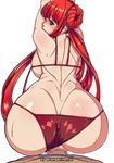  1boy 1girl @_by_spoon anal ass back bangs blush breasts butt_crack censored character_request dungeon_and_fighter female from_behind large_breasts long_hair looking_at_viewer looking_back nude panties panties_aside pantyshot penis pixiv red_eyes red_hair red_panties shiny_skin sweat text thighs thong underwear underwear_only very_long_hair white_background 