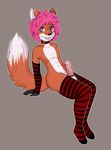  2017 anthro arm_warmers armwear canine clothed clothing cock_ring collar crossdressing fox girly hi_res jaxfenrir legwear male mammal overknees penis simple_background stockings thigh_highs turtlepaws 
