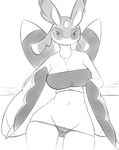  anthro arthropod big_breasts breasts cleavage clothed clothing female flora_fauna half-closed_eyes insect looking_at_viewer lurantis mantis navel nintendo panties pendant plant pok&eacute;mon pussy quin-nsfw seductive simple_background sketch solo standing translucent transparent_clothing underwear undressing video_games wings 