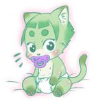  baby black_eyes diaper furry green_hair midori_(nakagami_takashi) nakagami_takashi short_hair 