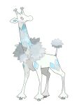  fakemon giraffe greg_andrade highres looking_to_the_side no_humans original pink_eyes pokemon pokemon_(creature) simple_background solo sugimori_ken_(style) tail white_background white_fur 