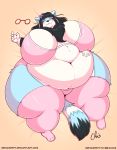  2018 4_toes 5_fingers anthro belly big_belly big_breasts big_thighs biped bird&#039;s-eye_view black_hair black_nose blush bra breasts clothed clothing deep_navel digital_media_(artwork) eyes_closed eyewear female fur glasses hair hand_on_stomach high-angle_view huge_breasts huge_hips huge_thighs kim_xu legwear lying mammal navel neck_tuft nekocrispy obese obese_female on_back overweight overweight_female panties red_panda sleeping solo stockings thick_thighs tight_clothing toes tuft underwear url voluptuous white_belly wide_hips 