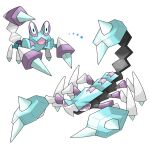  blue_eyes evolutionary_line fakemon greg_andrade highres looking_at_viewer no_humans open_mouth original pokemon pokemon_(creature) purple_eyes scorpion simple_background sugimori_ken_(style) white_background 