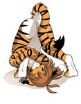  anus brown_hair butt edit exposed feline female flora flora_(twokinds) fur hair hindpaw keidran mammal naughty_face nude one_eye_closed orange_fur paws plain_background pussy solo stripes tiger tom_fischbach twokinds upside_down webcomic white_background white_belly wink 