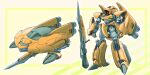  aircraft alternate_form armor arms_at_sides asshimar beam_rifle commentary energy_gun glowing glowing_eyes gun gundam gundam_gquuuuuux highres joints mecha mobile_suit niiyan no_humans no_pupils one-eyed original pink_eyes redesign rifle robot robot_joints science_fiction shoulder_armor thrusters weapon zeta_gundam 