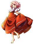  absurdres baba_(baba_seimaijo) barefoot commentary_request dress full_body highres pink_hair sara_(touhou) short_hair solo tachi-e touhou touhou_(pc-98) transparent_background 