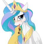 2017 blush crown equine female feral friendship_is_magic hair horn jewelry looking_at_viewer mammal multicolored_hair my_little_pony necklace princess_celestia_(mlp) simple_background solo ta-na tongue tongue_out white_background winged_unicorn wings 