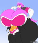  2017 anthro bat big_breasts blush breasts cleavage clothed clothing duo echidna female huge_breasts hyper hyper_breasts julie-su mammal monotreme rouge_the_bat sonic_(series) supersonicrulaa 