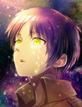  brown_hair brown_jacket eren_yeager green_eyes jacket looking_up male_focus open_mouth portrait shingeki_no_kyojin solo star tachibana_amane_(amane01a) tears 