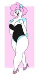  anthro bear breasts clothed clothing female komponi makeup mammal open_mouth panda smile solo standing thick_thighs 