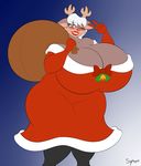 2016 absurd_res anthro big_breasts blush breasts cervine female hi_res huge_breasts hyper hyper_breasts mammal one_eye_closed reindeer smile solo supersonicrulaa wink 