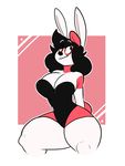  anthro black_nose clothed clothing female hair komponi lagomorph mammal rabbit simple_background solo thick_thighs 