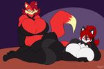  2017 absurd_res anthro big_breasts blush breasts canine cleavage clothed clothing duo fan_character female fiona_fox fox hi_res huge_breasts mammal smile sonic_(series) supersonicrulaa 