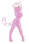  2017 alec8ter anthro bdsm blush bodysuit breasts clothed clothing female footwear gag gagged hands_behind_back high_heels looking_at_viewer mammal milla_(alec8ter) monochrome pink_and_white raccoon rubber rubber_suit shoes signature simple_background skinsuit solo standing tight_clothing white_background 