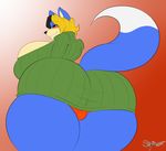  2016 anthro big_breasts big_butt blush breasts butt canine female huge_breasts huge_butt mammal solo supersonicrulaa wolf 