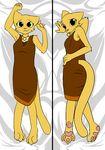  3_toes breasts cleavage clothed clothing dakimakura_design dress feline female fur jewelry katia_managan khajiit looking_at_viewer mammal mikeythefox necklace pawpads paws prequel solo the_elder_scrolls toes video_games yellow_fur 