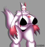  2016 absurd_res anthro big_breasts bikini blush breasts cleavage clothed clothing female hi_res huge_breasts hyper hyper_breasts nintendo pok&eacute;mon side_boob solo supersonicrulaa swimsuit under_boob video_games zangoose 
