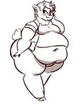  2017 anthro belly black_and_white cervine clothing cloven_hooves deer digital_media_(artwork) dimmerolls eyewear glasses hooves looking_at_viewer mammal monochrome moobs navel obese overweight pants shirt solo 