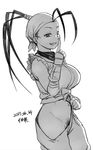  1girl artist_request ibuki_(street_fighter) monochrome simple_background solo street_fighter tagme 