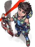  black_hair boris_(noborhys) clenched_hand crotchless_pants from_above full_body highres looking_at_viewer male_focus rex_(xenoblade_2) simple_background sketch solo sword vest weapon white_background xenoblade_(series) xenoblade_2 yellow_eyes 