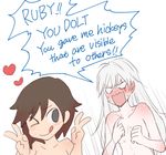  aftersex angry blush breasts heart hickey nagasawa_(tthnhk) naughty_face ruby_rose rwby smile topless weiss_schnee yuri 