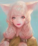  animal_ears blonde_hair blue_eyes cat_ears chocofing_r closed_mouth eyelashes lips long_hair looking_at_viewer original pink_lips solo twintails upper_body 