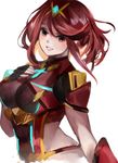  aubz brown_eyes fingerless_gloves gloves groin hair_ornament homura_(xenoblade_2) red_hair short_hair solo xenoblade_(series) xenoblade_2 