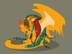  ambiguous_gender claws clothing dragon feral flamespitter scales scalie simple_background vest wings yellow_scales 