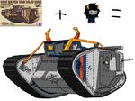  fangs fusion ground_vehicle highres hippocrit homestuck horns mark_iv_tank military military_vehicle motor_vehicle paint parody plus_sign real_life recolor tank vriska_serket war weapon white_background world_war_i 