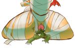  alfa_quinto_(artist) big_butt butt claws clothing dragon duo facesitting feet hi_res lizard lizard-man male male/male mummy_dragon_(character) reptile scalie stomping wonder_boy wonder_boy:_the_dragon&#039;s_trap 