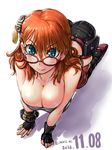  1girl amania_orz ass blue_eyes breasts character_quest cleavage copyright_request glasses large_breasts looking_at_viewer orange_hair tagme 
