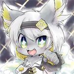  artist_request borrowed_character cat furry open_mouth teal_eyes white_hair 