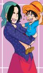  1boy 1girl age_difference artist_request makino_(one_piece) monkey_d_luffy one_piece smile 