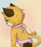  anthro brown_fur cat clothing cub feline fur looking_back male mammal norphen norphen_(character) orange_fur seductive simple_background smile solo sweater virgin_killer_sweater young 