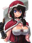  1girl amania_orz black_hair blood blue_eyes breasts character_request cleavage copyright_request large_breasts tagme tongue 