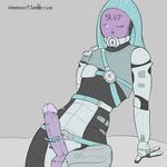  alien balls clothing erection girly humanoid long_penis mass_effect one_eye_closed penis quarian simple_background solo video_games wink ximema 