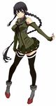  adapted_costume akitetsu alternate_breast_size bad_id bad_twitter_id black_eyes black_hair braid collar cosplay detached_sleeves highres kantai_collection kitakami_(kantai_collection) long_hair looking_at_viewer sidelocks smile solo thighhighs yamato_(kantai_collection) yamato_(kantai_collection)_(cosplay) 