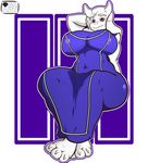  2016 anthro big_breasts boss_monster breasts caprine clothing female fur goat hi_res horn looking_at_viewer mammal smile solo strangeazian toriel undertale video_games white_fur 