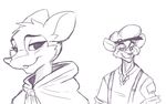  anthro clothed clothing duo fur hair hat large_pupils looking_at_viewer male mammal neon-b rat rodent sketch smile 