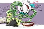  anal anal_penetration backsack balls bound bowl chikorita cum cum_in_bowl cum_while_penetrated dialogue english_text legendary_pok&eacute;mon male nintendo penetration pok&eacute;mon restrained shaymin shaymin_(sky_form) tentacle_in_mouth tentacles text video_games xilrayne 