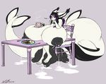  aluka anthro big_breasts blush breasts canine cetacean cup female fennec food fox fur hair huge_breasts hybrid hyper hyper_breasts lactating mammal marine neon-b nipples nude orca sitting solo teats udders whale 