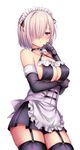  breast_hold erect_nipples fate/grand_order maid mash_kyrielight no_bra shielder_(fate/grand_order) shiodome_oji stockings thighhighs 