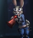  anthro bluecoffeedog buckteeth clothed clothing cum cum_in_mouth cum_inside cum_on_clothing cum_on_face disembodied_penis disney female fingerless_gloves fur gloves grey_fur judy_hopps lagomorph male mammal open_mouth pants_down partially_clothed penis police police_uniform purple_eyes rabbit solo_focus teeth uniform utility_belt zootopia 