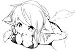  &lt;3 &lt;3_eyes 2015 anthro bikini blush breast_squish breasts clothed clothing cute female fur hair kemono looking_at_viewer mammal monochrome open_mouth simple_background skimpy smile solo swimsuit 牙戸 