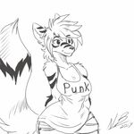  anthro canine clothed clothing female fur greyscale hair hands_behind_back mammal monochrome neon-b solo standing wide_hips 